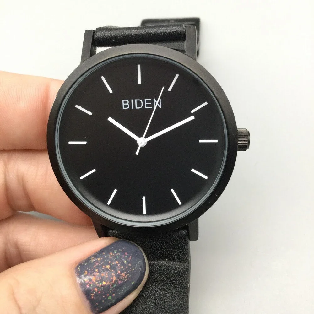 Biden Watch Men 42mm Black Round Dial Silicone Band New Battery
